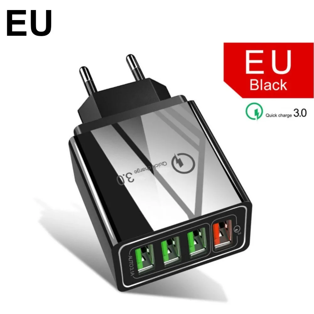 4 порта USB зарядное устройство Быстрая зарядка мобильного телефона быстрая настенная зарядка EU US QC 3,0 штепсельный адаптер для iPhone huawei samsung Xiaomi