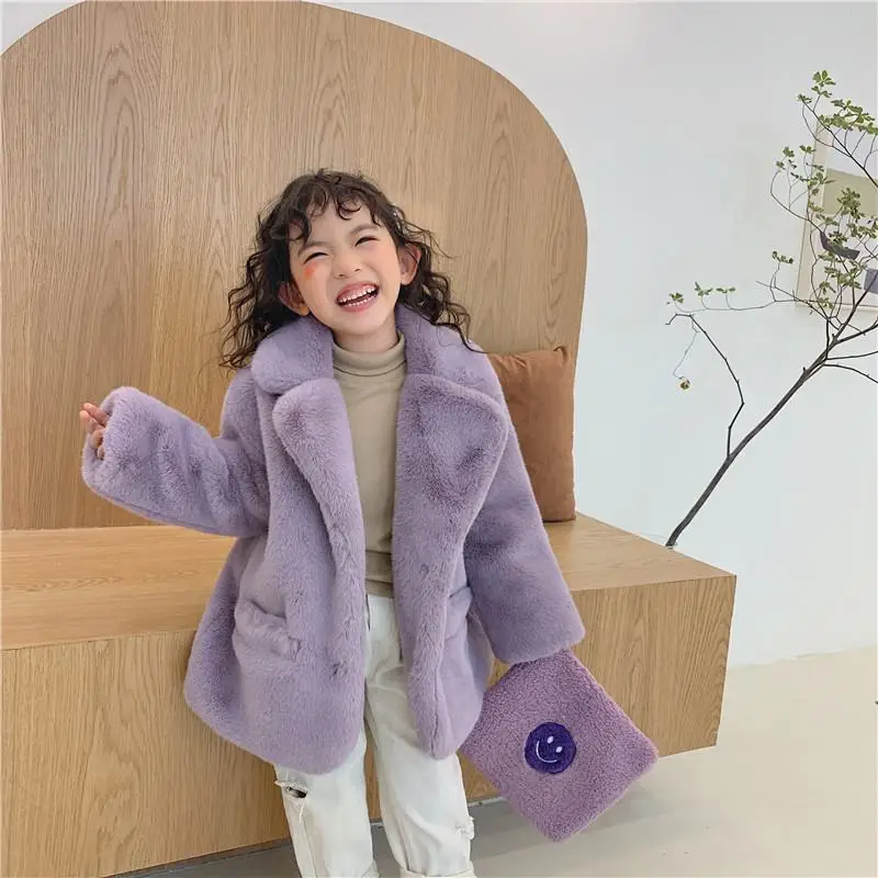 purple Зимнее Детское пальто с искусственным мехом для девочек Повседневная плотная теплая куртка для мальчиков модная верхняя одежда для мальчиков-подростков; плюшевая одежда; K27 - Цвет: purple
