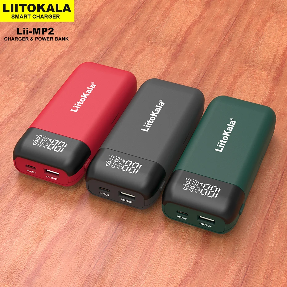 New LiitoKala Lii-MP2 18650 21700 Rechargeable Battery Charger And Power Bank QC3.0 Input/Output Digital Display