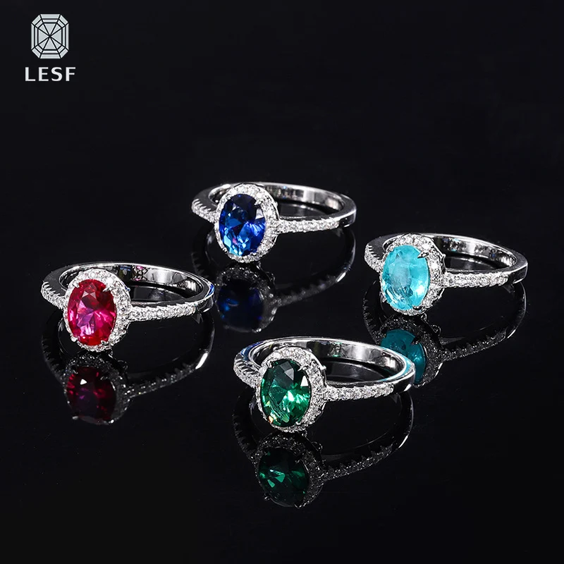 

100%925 Sterling Silver 6*8MM Oval High Carbon Colored Gem Rings For Women Sparkling Wedding Party Fine Jewelry