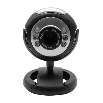 

USB Webcam 0.3MP HD Built-in Microphone 6 LED Night Vision USB Web Camera Driver Free Camera for Windows 8 7 XP