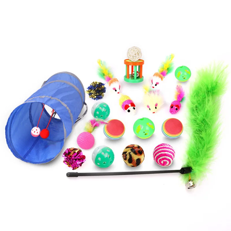 

Cat Toy 17cs/Set Pet Kit Collapsible Tunnel Cat toy Fun Bell Feather Mice Shape Pet Kitten Dog Cat Interactive Play Supplies