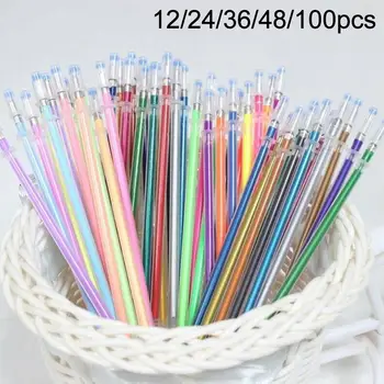 

12/24/36/48/100Pcs Gel Pens Multicolor 1mm Writing Painting Gel Pen Replaceable Refills милые вещи канцелярские товары