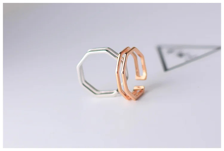 Простое 925 пробы Серебряное изысканное геометрическое открытое двойное кольцо модное ювелирное изделие SR25