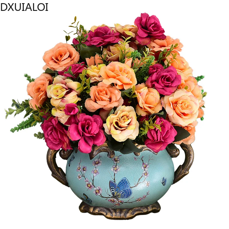 European Ceramic Crafts Decoration Living Room Desktop Flower Arrangement Vase Dining Table Entrance Vase Home Decorations 5