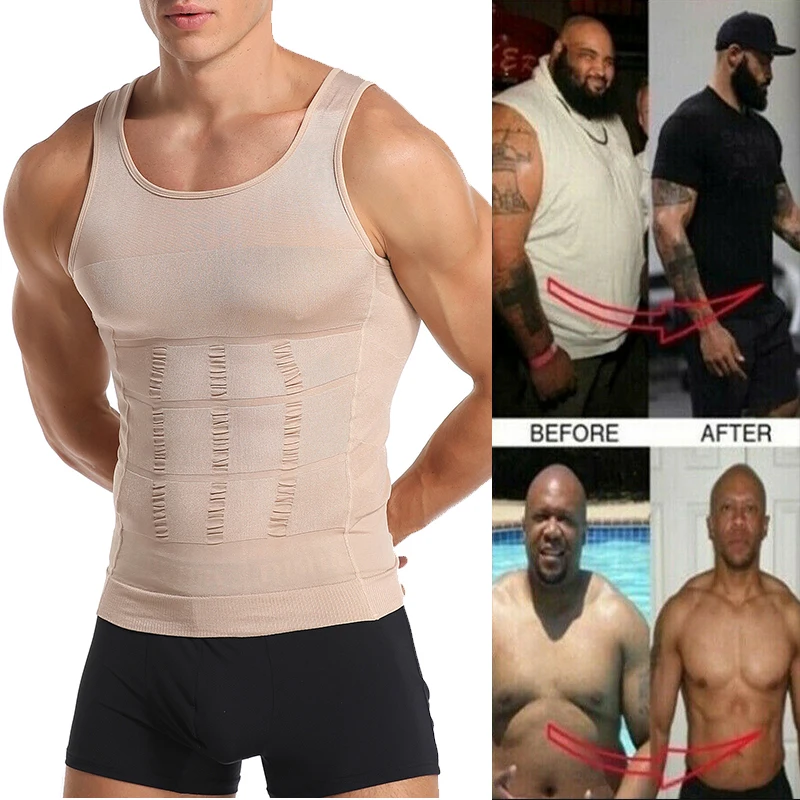 Men Body Shapers Tight Skinny Sleeveless Shirt Fitness Waist Trainer Elastic Beauty Abdomen Tank Tops Slimming Boobs Gym Vest new electric ems muscle stimulator abdominal muscle toner toning belt abs trainer for back waist fitness massage slimming