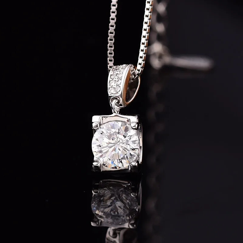 Натуральный Муассанит 0.5ct-2ct карат кулон d-цвет S925 серебро ожерелье Женская цепочка на ключицы ювелирные изделия