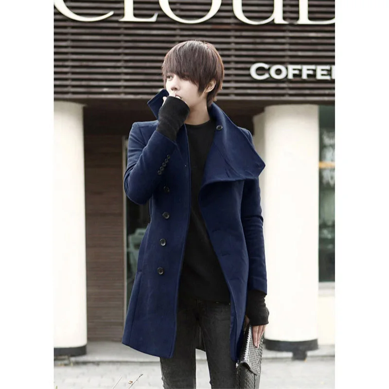 

Men's Single-breasted Wool Coat Men Wool Long Jackets 2019 Winter New Korean Slim And Long Sections Overcoat Lapel For Men Y