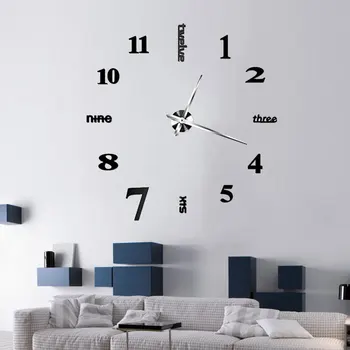 

New Luminous Wall Clocks Large Clock 3D Diy Acrylic Mirror Stickers Home Decoration Living Room Quartz Needle dropshipping