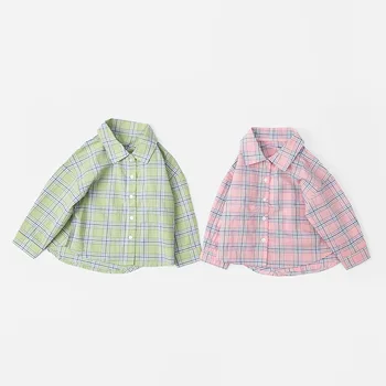 

2020 new arrival baby girls plaid shirt fashion spring kids girls blouse 2-7t