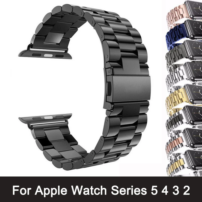 For Apple Watch Series 6 5 4 3 2 Band Strap 40mm 44mm 42mm Black Stainless Steel Bracelet Strap Adapter For Iwatch Band 4 3 38mm Watch Deals Watch High Definition Videosbracelet Watch Aliexpress