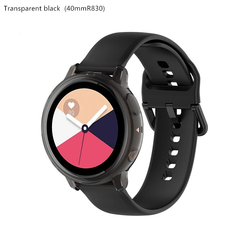 Для samsung galaxy watch active2 generation R830 R820 прозрачный защитный чехол ТПУ мягкий пластиковый анти-осенний защитный чехол - Цвет: Black (40mmR830)