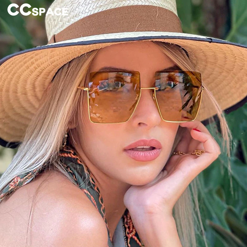 Gafas de sol de medio marco para hombre y mujer, lentes de sol de gran tamaño, la moda, Estilo Vintage, UV400, 49739|Gafas de sol para mujer| - AliExpress