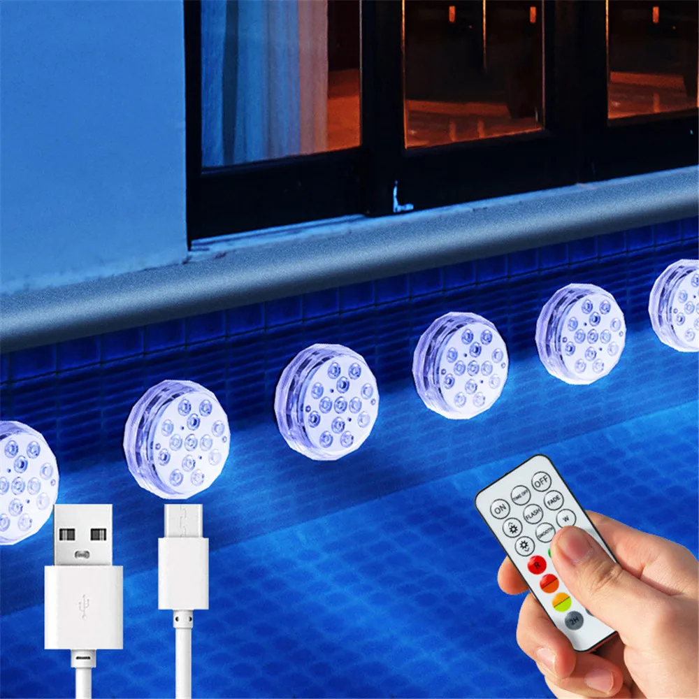 

Аккумуляторная подводная лампа для бассейна, IP68, RGB