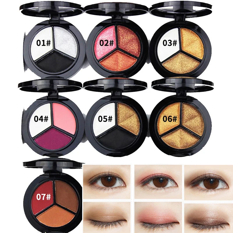 

Portable 3 Colors Eye Shadow Multipurpose Highlight Face Eyeshadow Powder Makeup Matte Pearl Waterproof Eyeshadow Palette Makeup