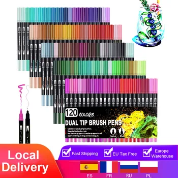 

Watercolor Pen Brush Markers Dual Tip Fineliner Drawing for Coloring Art Markers 12 24 36 48 60 72 100 120 Colors Pens