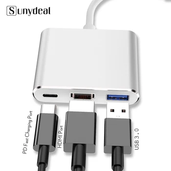 

Usb c HDMI Type c Hdmi mac 3.1 Converter Adapter Typec to HDMI/USB 3.0/Type-C Aluminum hub usb 3 For Macbook pro adapter usb hub