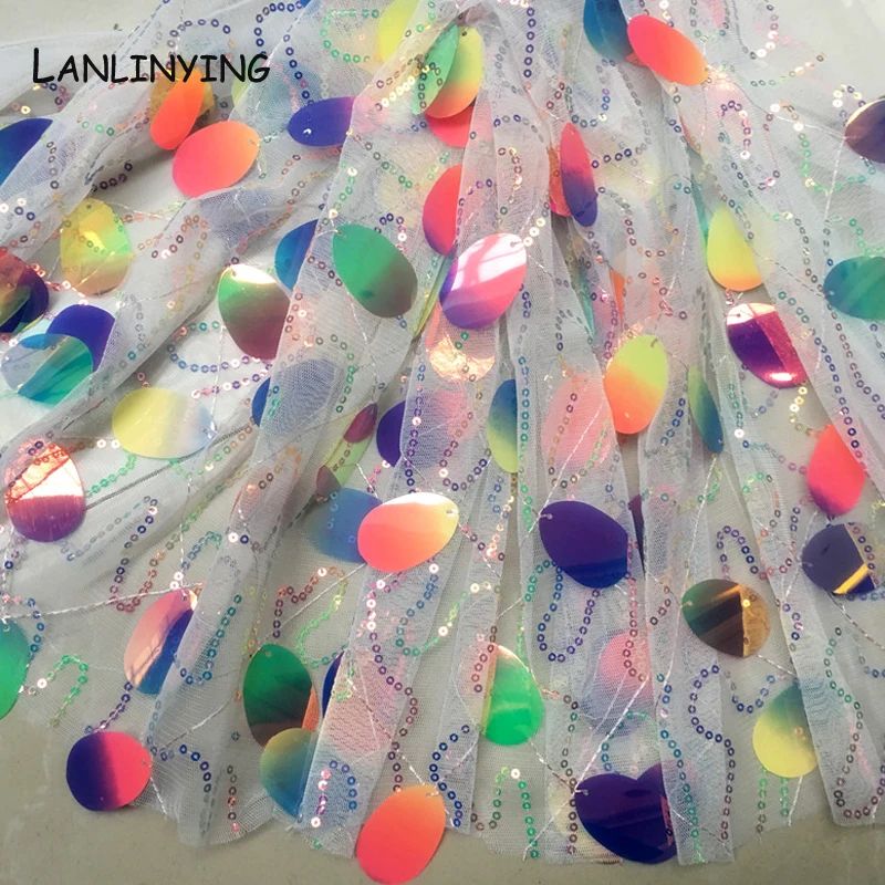 Красочные сетчатые кружева с блестками ткань кисточкой вышитые Швейные Ремесло Свадебные вечерние украшения одежды D736