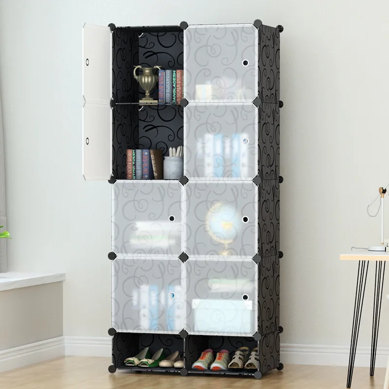 

Simple Wardrobe Plastic Bedroom Storage Cabinets Assembly Steel Frame Modern Minimalist Economical Dormitory Single Person Combi