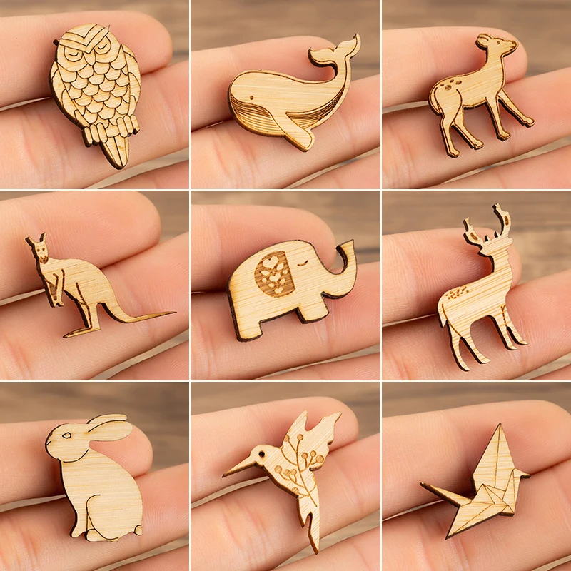 

Jisensp Cartoon Animal Wood Brooches for Women Everyday Jewelry Enamel Pin Cute Rabbit Birds Badges Brooch Jewelry Kids bijoux