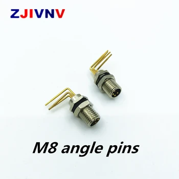 

M8 Connector panel front mount 90 degree solder pad PCB board Male&Female 3 4Pin