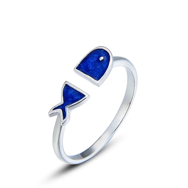 Bague Ringen кольцо S925, ювелирные изделия для женщин, Стерлинговое серебро 925, корейский стиль, легко сочетающееся, модное ретро кольцо с рыбками, студенческое кольцо для свиданий, подарок