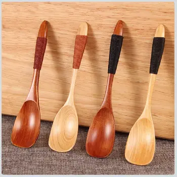 

New Wooden Spoon Soup Bamboo Kitchen Cooking Utensil Tool Soup Teaspoon Catering Creative Japanese-Style Green Tableware