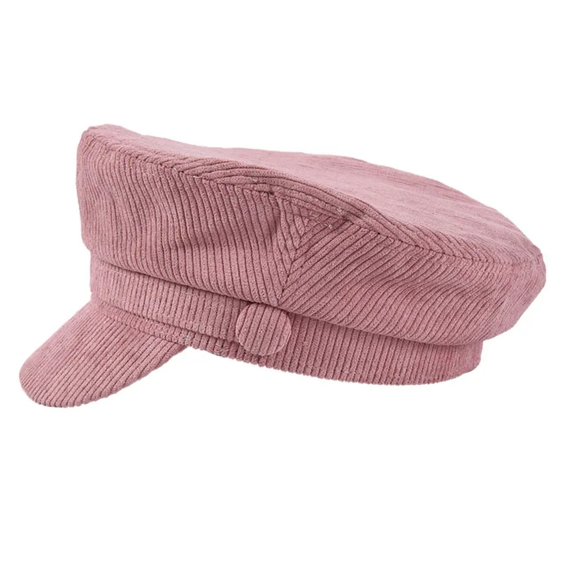 Осень-зима, новая однотонная Вельветовая Кепка в стиле милитари, женская кепка в морском стиле, модная кепка в стиле моряка, Кепка в стиле милитари, женская шляпа в морском стиле - Цвет: Pink