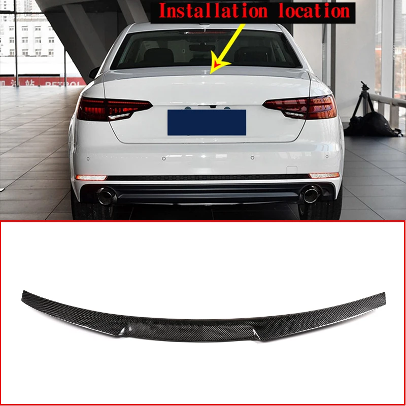 

Real Carbon Fiber Car Rear Spoiler Wing Trim Accessories For Audi A4 B9 2016-2019