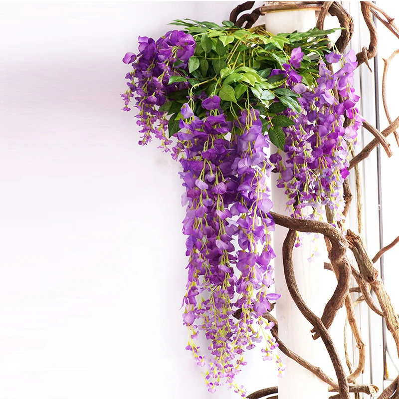 

1pc Silk Wisteria Artificial Flowers Vine Ivy Plant Fake Tree Garland Hanging Flower for Wedding Decor Hotel Home Decorations