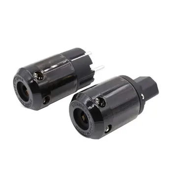 

1 Pair P-004 and C-004 Rhdoium Plated EU Version IEC AC Power Plug for Audio Connector Power Cord Cable Plugs