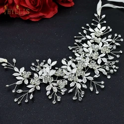 A293 Trendy Bridal Flower Headpiece Baroque Rhinestone Headband Bridal Headwear Wedding Hair Accessories for Women Tiara