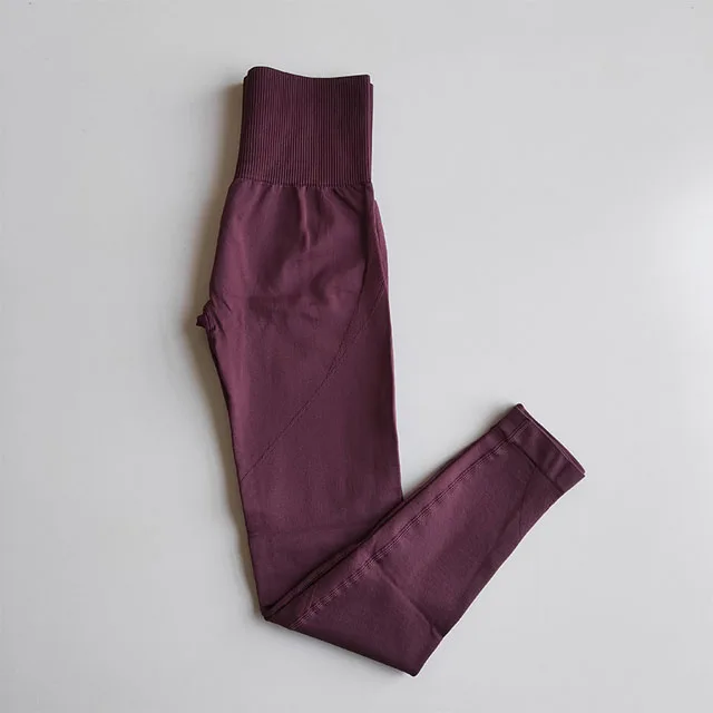 Purple pants Женский бесшовный комплект для йоги, одежда для фитнеса, спортивная одежда, высокая талия, леггинсы для спортзала, колготки, мягкий пуш-ап спортивный бюстгальтер, 2 шт., спортивные костюмы - Цвет: Purple pants