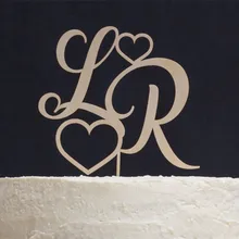 Персонализированные Свадебный торт Топпер индивидуальные инициалы Топпер для торта в форме сердца деревенские деревянные Свадебные украшения страны свадебные принадлежности