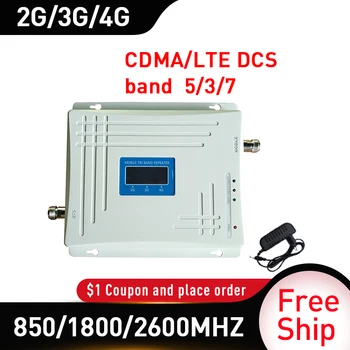 

4G amplifier 850 1800 2600MHZ Tri-Band Signal Booster GSM DCS LTE 4G Mobile Signal Repeater Cell Phone Cellular Amplifier band 5