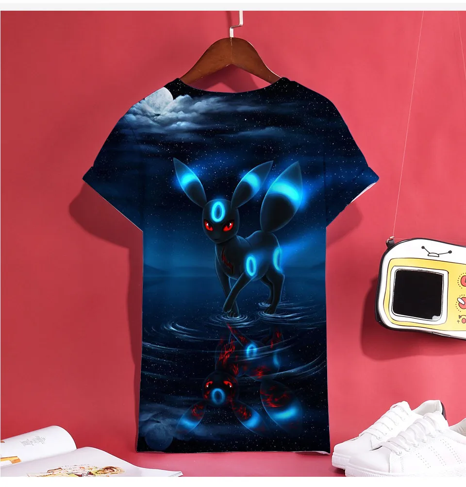 Футболка для детей от 2 до 12 лет одежда с 3d принтом Покемон Umbreon футболка с короткими рукавами для мальчиков и девочек футболки с рисунком детская одежда