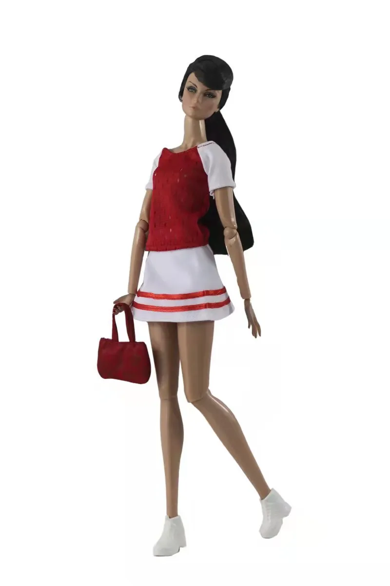 

White Red Shirt Skirt 1/6 BJD Doll Clothes for Barbie Dolls Outfits Set CD FR Kurhn Clothes 11.5" Doll Accessory Kids & Baby Toy