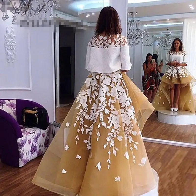 Женское длинное вечернее платье Sevintage кружевное из двух частей с коротким