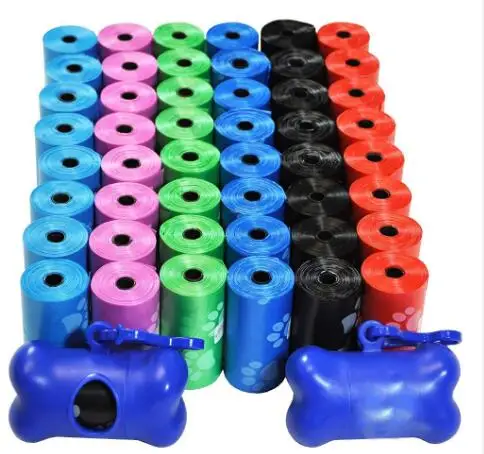 multi color Собака туалет мешок для сбора мусора от домашних животных биоразлагаемый Открытый Перевозчик Стенд диспенсер для очистки домашних животных аксессуары 50 Rolos = 750 шт - Цвет: multi color
