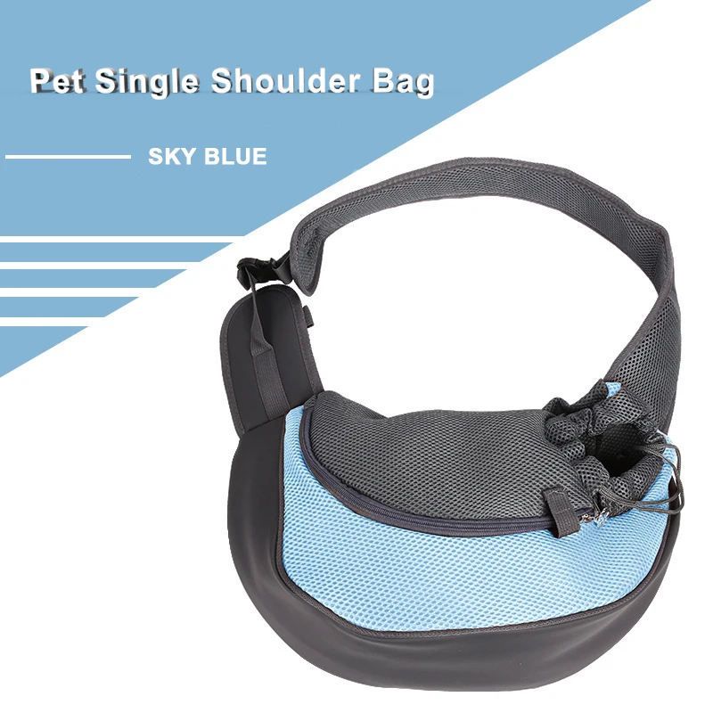 Sky blue Переноска для домашних животных, сумка для путешествий, сумка из сетки, Оксфорд, на одно плечо, сумка для домашних животных, слинг, рюкзак для домашних животных, переносная сумка на плечо - Цвет: Sky blue