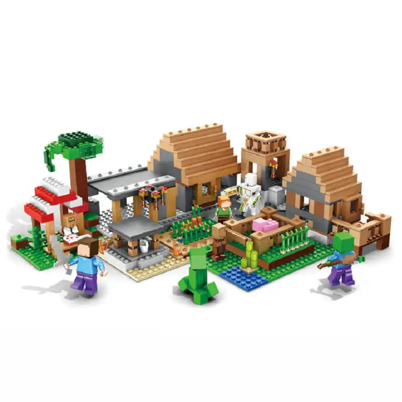 The Farm Village Building Blocks With Villagers Steve Action Figures Compatible 21128 Bricks Sets Toys