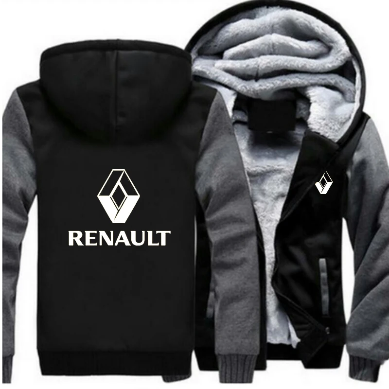 Зимние мужские брендовые толстовки на молнии с логотипом Renault, повседневные утепленные куртки унисекс с модным принтом в стиле Харадзюку