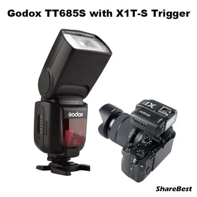 2 шт. Godox TT685S ttl HSS GN60 Speedlite вспышка для sony A7 II A7R II A7S II A6300+ 1 шт. X1T-S ttl 2,4 г HSS беспроводной триггер подарок - Цвет: Черный