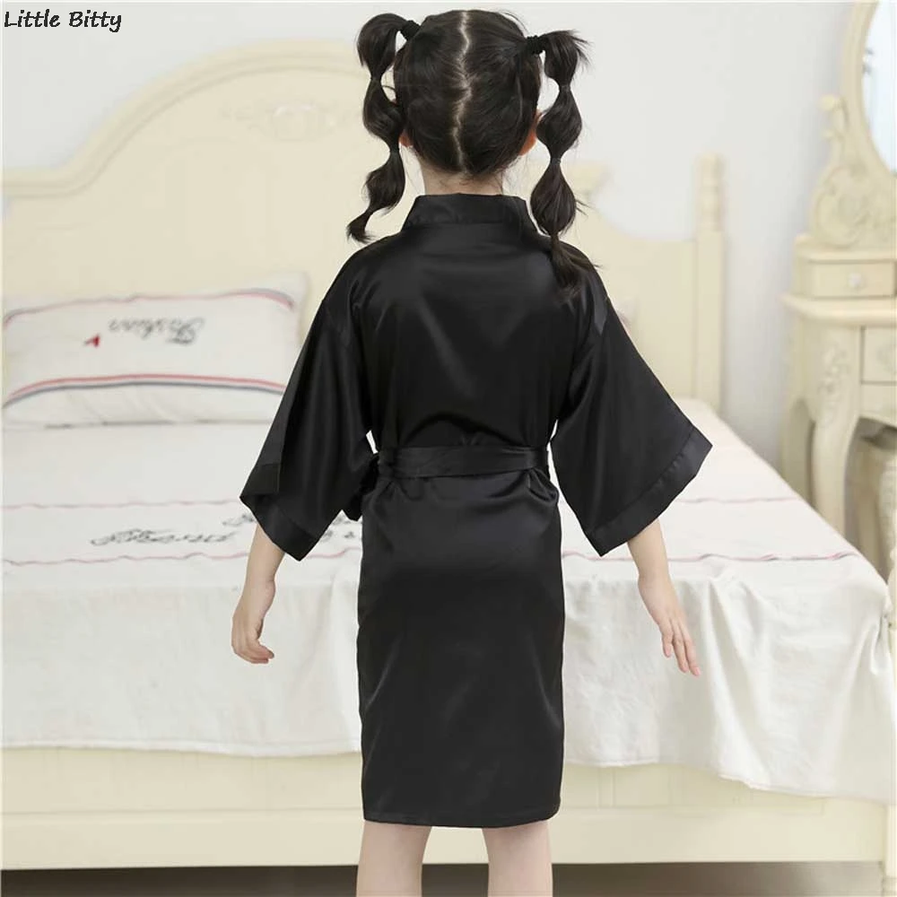 Wedding Party Robes for Girls Children Satin Pajamas Teen Girls Sleepwear Bathrobes for Children Silk Kimono Bathrobes Kids vintage nightgowns	