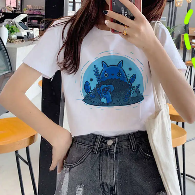 Модная женская футболка в стиле Харадзюку, Studio Ghibli, Милая футболка с котом, Ullzang, 90 s, забавная футболка, Графический Топ, футболки для женщин - Цвет: 3