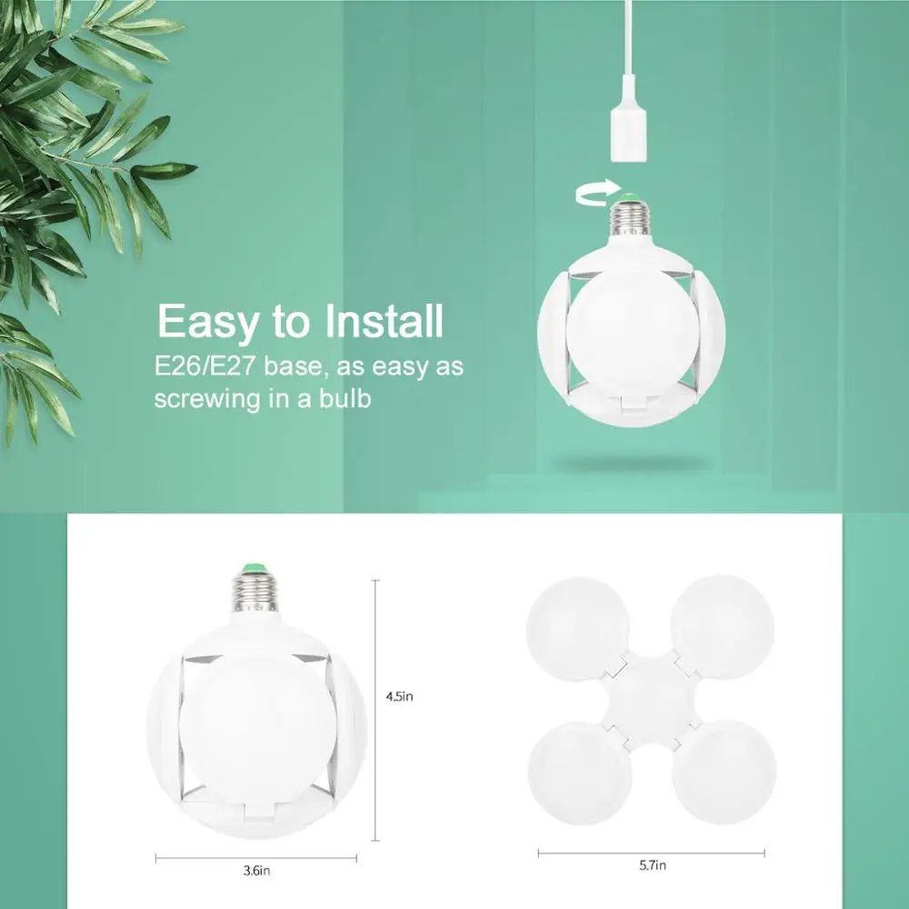 2pcs 30W E27 Led Bulb 5 Panels Adjustable Bright Bulb Light Foldable Football Shape Household Lighting Bulb Lamp Dropshipping 2pcs 30W E27 Led Bulb 5 Panels Adjustable Bright Bulb Light Foldable Football Shape Household Lighting Bulb Lamp Dropshipping