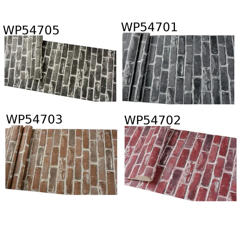 Cheap Rustic Vintage 3D Faux Brick Wallpaper Roll Vinyl PVC Retro Industrial Loft Wall Paper Red Black Grey Yellow Washable