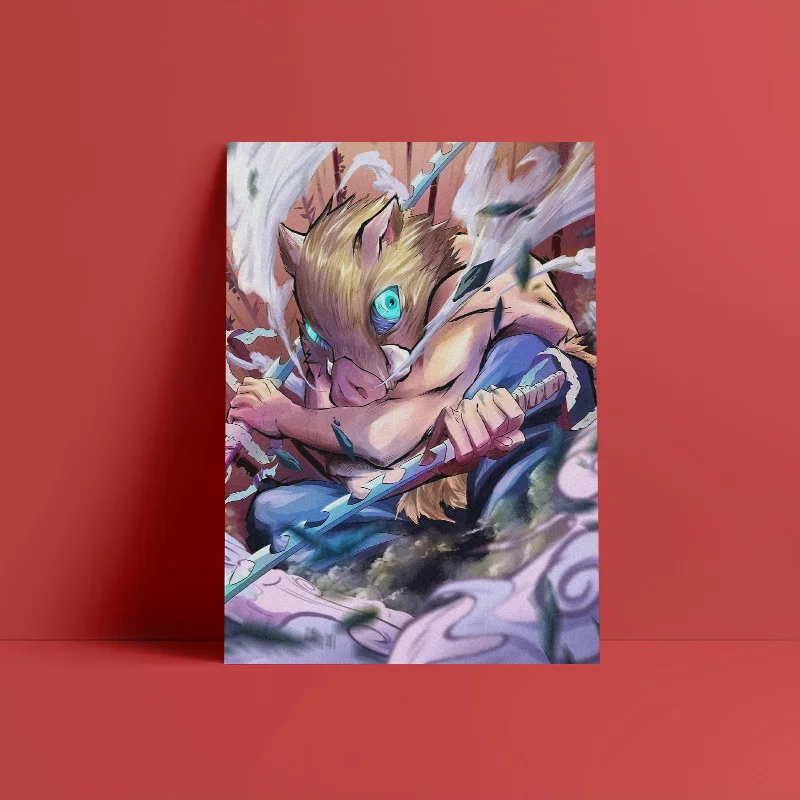 L 1217 Inosuke Hashibira Kimetsu no Yaiba Настенный декор на холсте, плакатный принт для гостиной, декоративная картина для спальни - Цвет: L 1217