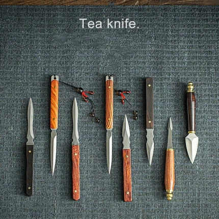 Pu'er Tea Knife Rosewood Ebony Stainless Steel Tea Needle Cone Stainless steel tea needle Kungfu tea set accessories tea cutter tea needle set tea making tools