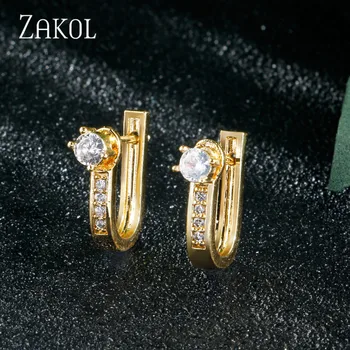 

ZAKOL Wholesale Cheap Brincos Earrings Delicate Cute Round Cz Crystal Tiny Mini Detachable Stud Earring Girl Women Gift